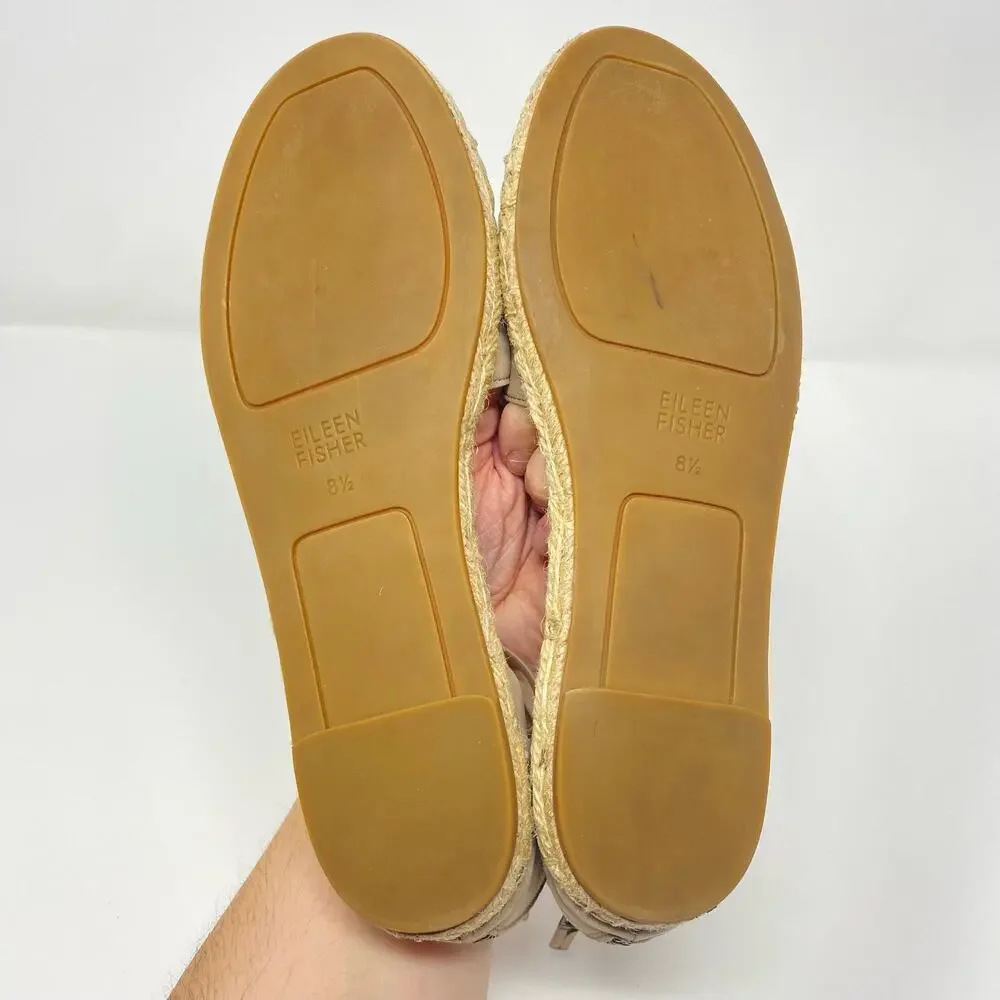 Eileen Fisher Beige Flat Elastic Zip Up Espadrilles 8.5